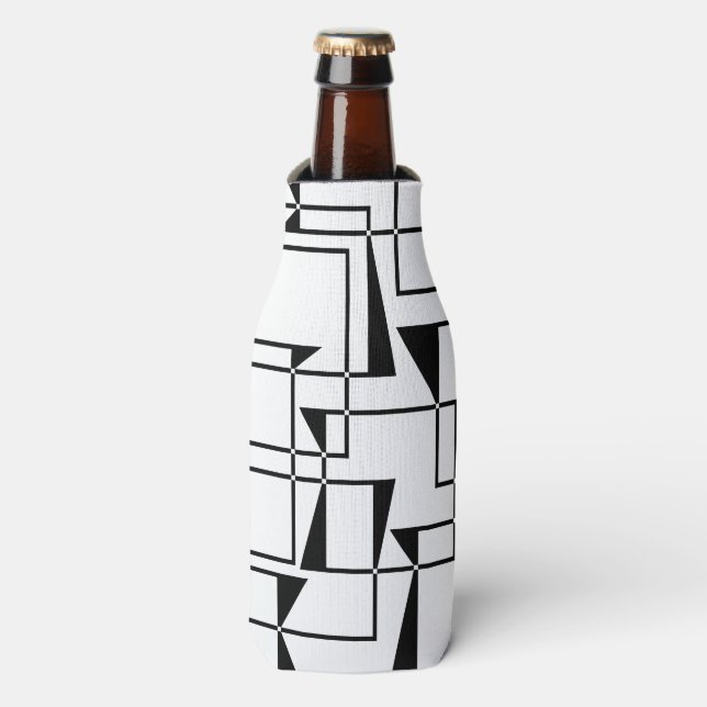 Modern, urban, bold, cool geometric pattern art bottle cooler (Bottle Front)