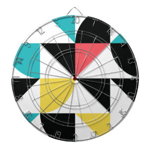 Modern, urban, colourful, fun geometric pattern dartboard