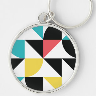 Modern, urban, colourful, fun geometric pattern key ring