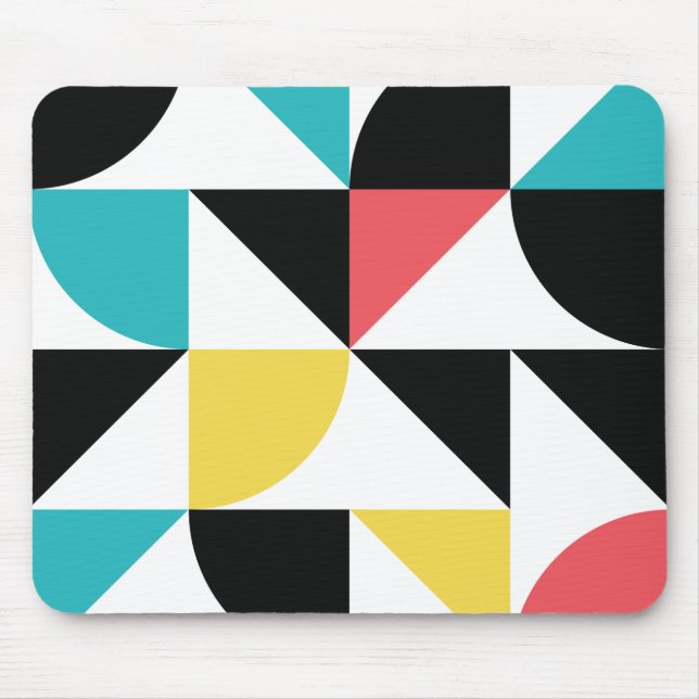 Modern, urban, colourful, fun geometric pattern mouse mat (Front)