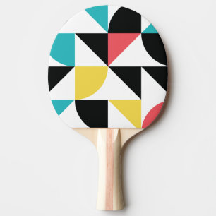 Modern, urban, colourful, fun geometric pattern ping pong paddle