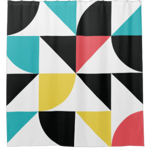 Modern, urban, colourful, fun geometric pattern shower curtain