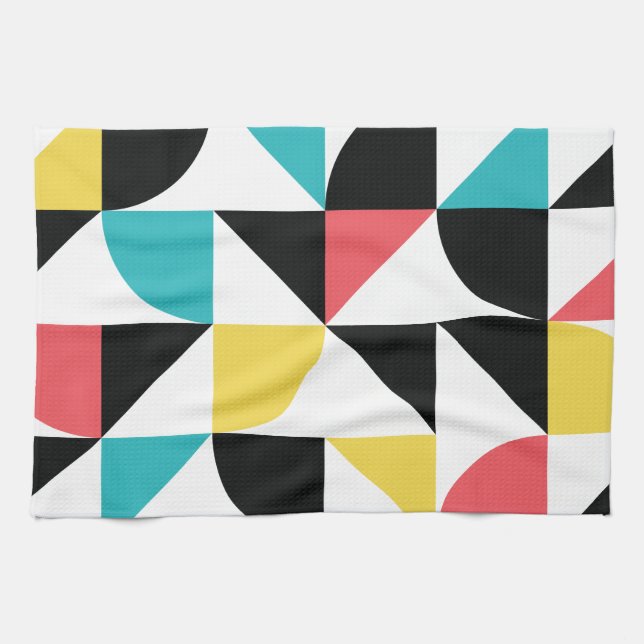 Modern, urban, colourful, fun geometric pattern tea towel (Horizontal)