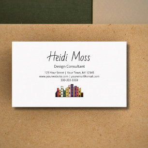 Modern Urban Design Consultant Colorful Skyline Business Card