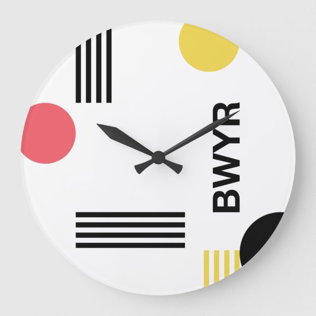 Modern, urban graphic with typography and shapes large clock (Front)