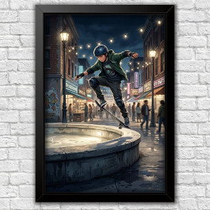 Modern Urban Skateboard Bedroom Wall Poster