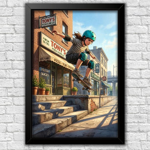 Modern Urban Skateboard Bedroom Wall  Poster