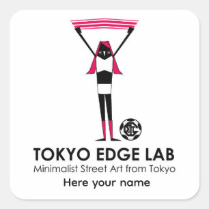 Modern Urban Soccer Female Supporter Graphic Square Sticker