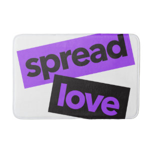 Modern, urban, vibrant, trendy graphic Spread Love Bath Mat