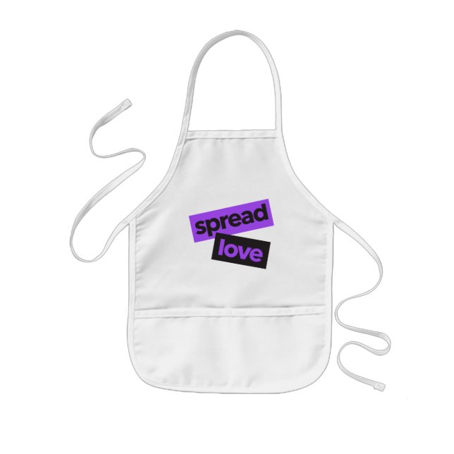 Modern, urban, vibrant, trendy graphic Spread Love Kids Apron (Front)