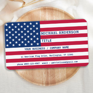 Modern US American Flag Corporate Patriotic Business Card