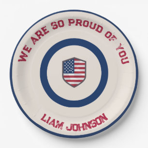 Modern US Flag Military Going Away Party Paper Plate