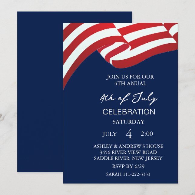 Modern USA Celebration 4th of July Party  Invitati Invitation (Front/Back)