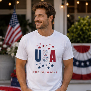 Modern USA Family Personalised Patriotic Men’s T-Shirt