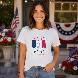 Modern USA Family Personalised Patriotic Women’s T-Shirt