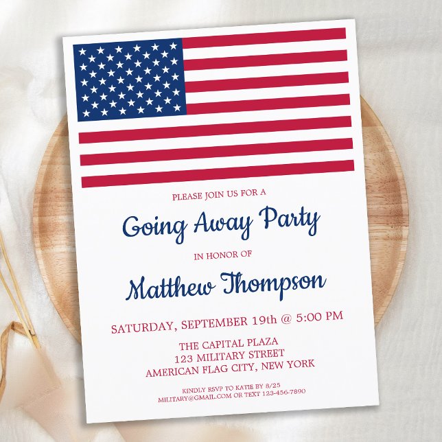 Modern USA Flag Military Soldier Going Away Party  Postcard (Creator Uploaded)