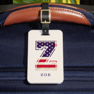 Modern USA Flag Monogram Z Luggage Tag