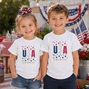 Modern USA Personalised Patriotic Kids T-Shirt