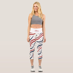 Modern USA Star Pattern Women's Activewear Capri Leggings