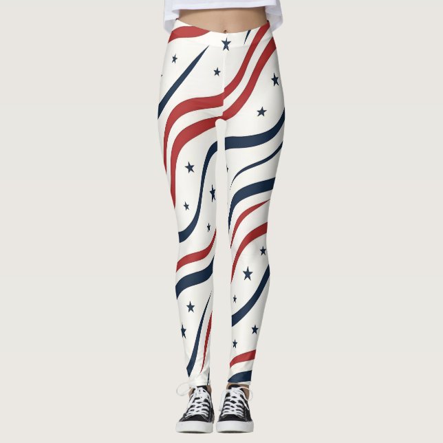 Modern USA Star Pattern | Women's Activewear Leggings (Front)
