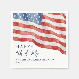Modern USA Watercolor Flag 4th of July Party Napkin