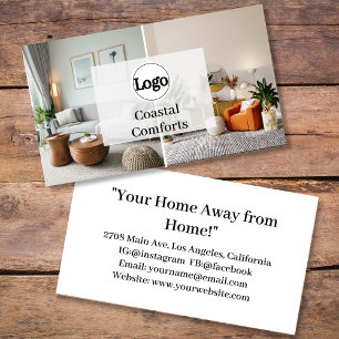 Modern Vacation Rental Custom Logo Business Card