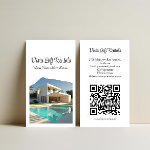 Modern Vacation Rental Guest House Photo QR Code Business Card