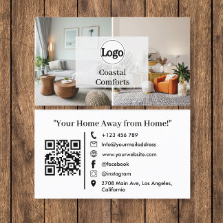 Modern Vacation Rental QR Code Logo Business Card