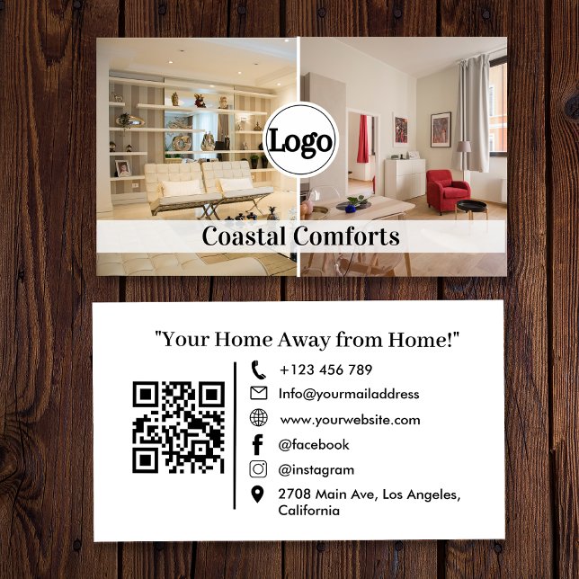 Modern Vacation Rental QR Code Logo Business Card (Creator Uploaded)