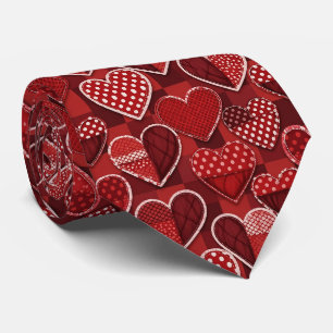Modern Valentine Heart Red Black White Tie