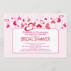 Modern Valentine Hearts Bridal Shower Invitation