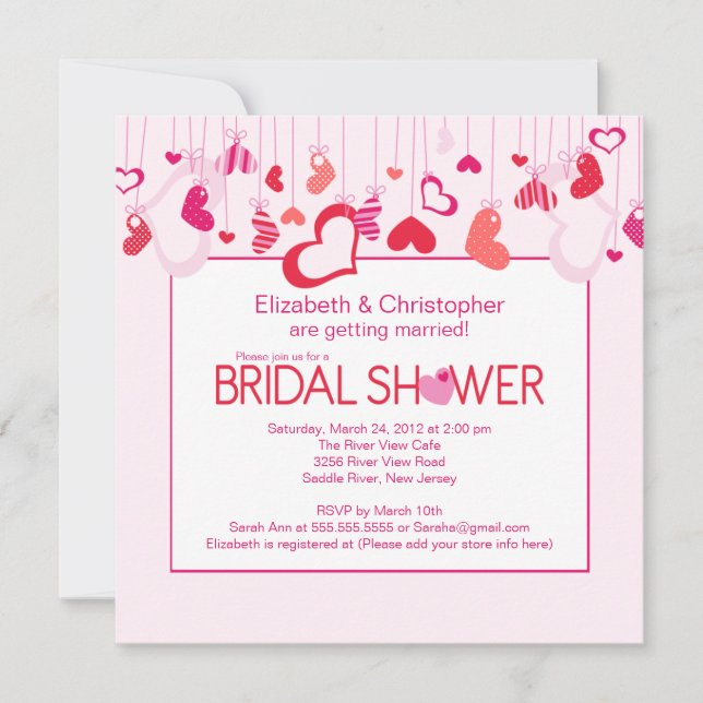Modern Valentine Hearts Bridal Shower Invitation (Front)
