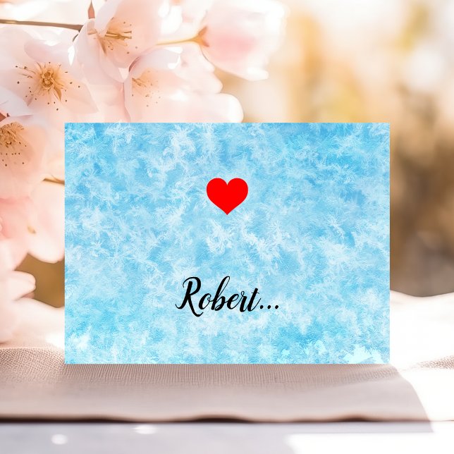 Modern Valentine Love Heart Blue Background Holiday Card (Creator Uploaded)