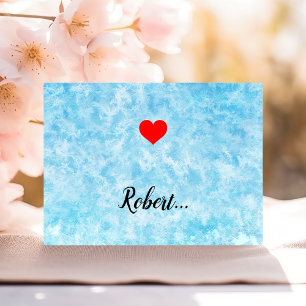 Modern Valentine Love Heart Blue Background Postcard