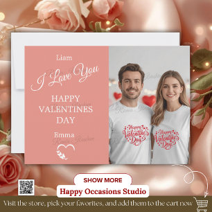 Modern Valentine’s Day Photo Card – Soft Coral