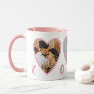 Modern Valentines Blush Pink Hearts Photo Mug