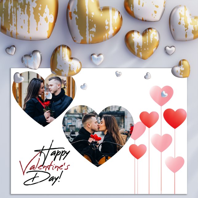 Modern Valentines Day Couple love Heart Photo Chic Holiday Card (Valentines Day Love Couple photo card)