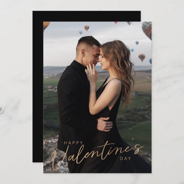 Modern Valentines Day Couple love Photo Valentines Holiday Card (Front/Back)