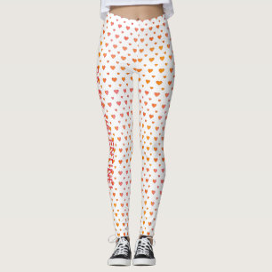 Modern Valentine's Day Cute Colourful Heart Patter Leggings