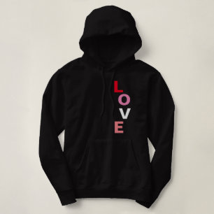 Modern Valentines Day Fun Love Vertical Typography Hoodie