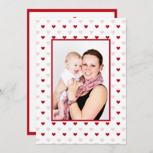 Modern Valentine's Day Hearts Photo Custom Red Holiday Card