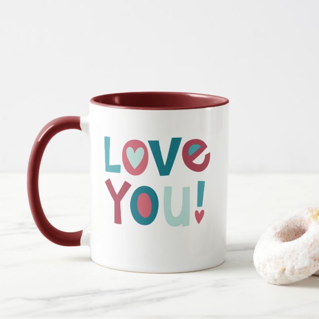 Modern Valentines Day Love You Mug (With Donut)