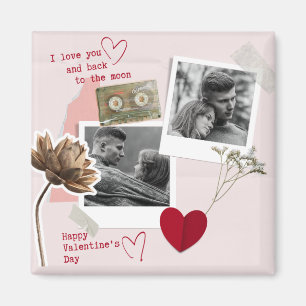 Modern Valentines Day Personalised Couple Photo  Magnet
