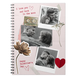 Modern Valentines Day Personalised Couple Photo Notebook