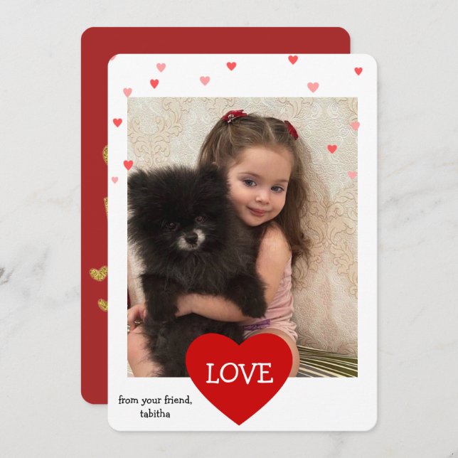 modern valentines day photo card,simple valentines holiday card (Front/Back)