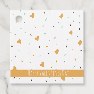 Modern Valentines Day Sprinkle Hearts Mustard Favour Tags
