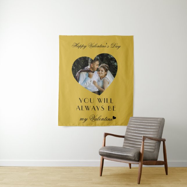 Modern Valentines Day Wall Tapestry for Couples (In Situ)