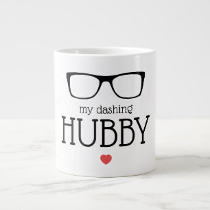 Modern Valentines Glasses My Dashing Hubby Heart Large Coffee Mug