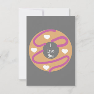 Modern Valentines Hearts Doughnut Frosting Card