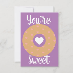 Modern Valentines Hearts Doughnut Frosting Purple Card